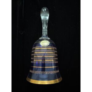 Vintage 1970-1980 new deadstock bohemian cobalt blue dinner bell.